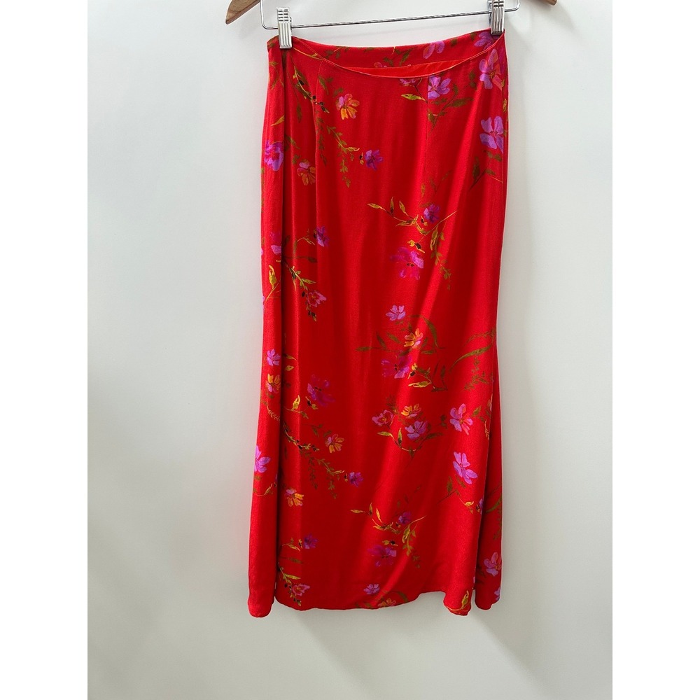 LOVERS + FRIENDS | Red Floral Midi Maxi Skirt Small Romantic Elegant Feminine - Picture 8 of 10